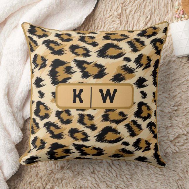 Initial Leopard Skin Print Monogram | Kissen (Decke)