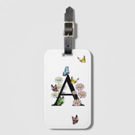 Initial Letter A Floral Butterfly Monogram Gepäckanhänger