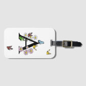 Initial Letter A Floral Butterfly Monogram Gepäckanhänger (Vorderseite (Horizontal))