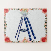 Initial Letter A, Monogram Modern Stylish Trendy Puzzle (Horizontal)