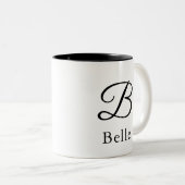 Initial Letter B Simple Monogram Modern Style Zweifarbige Tasse (VorderseiteRechts)