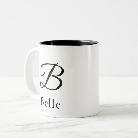 Initial Letter B Simple Monogram Modern Style Zweifarbige Tasse (Vorderseite Links)