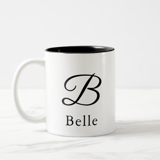 Initial Letter B Simple Monogram Modern Style Zweifarbige Tasse (Links)