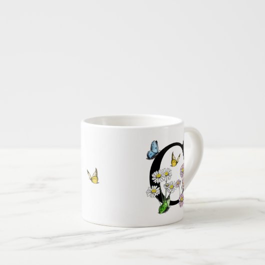 Initial Letter C Floral Butterfly Monogramm Espressotasse (Vorderseite Rechts)