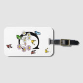 Initial Letter C Floral Butterfly Monogramm Gepäckanhänger (Vorderseite (Horizontal))