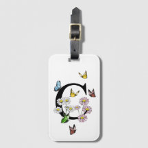 Initial Letter C Floral Butterfly Monogramm