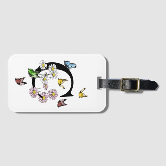 Initial Letter C Floral Butterfly Monogramm Gepäckanhänger (Vorderseite (Horizontal))