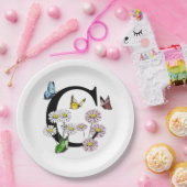 Initial Letter C Floral Butterfly Monogramm Pappteller (Party)
