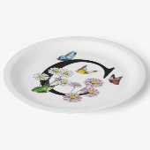 Initial Letter C Floral Butterfly Monogramm Pappteller (Schrägansicht)