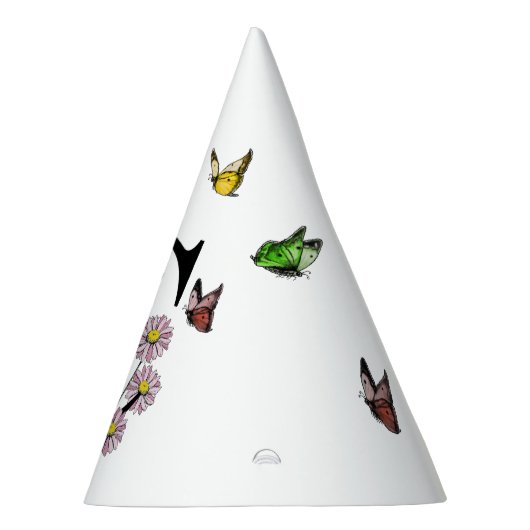 Initial Letter C Floral Butterfly Monogramm Partyhütchen (Rechts)