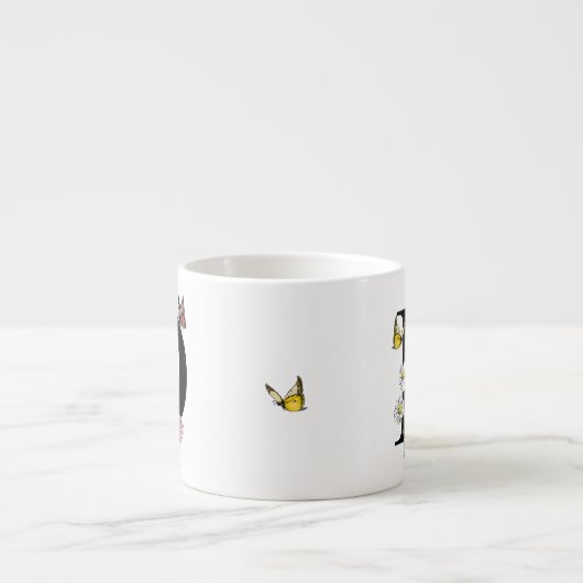 Initial Letter D Floral Butterfly Monogramm Espressotasse (Vorderseite)