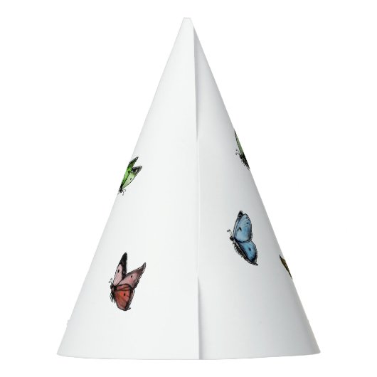 Initial Letter D Floral Butterfly Monogramm Partyhütchen (Rückseite)