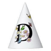 Initial Letter D Floral Butterfly Monogramm Partyhütchen (Vorderseite)