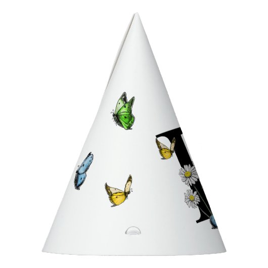 Initial Letter D Floral Butterfly Monogramm Partyhütchen (Links)