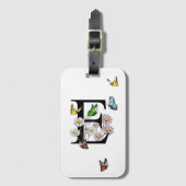 Initial Letter E Floral Butterfly Monogramm Gepäckanhänger (Vorderseite Vertikal)