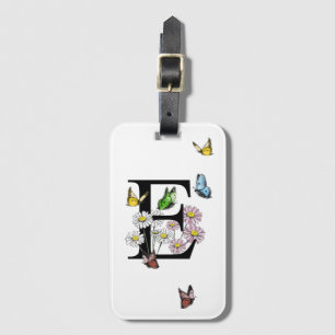 Initial Letter E Floral Butterfly Monogramm Gepäckanhänger