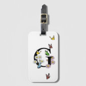 Initial Letter G Floral Butterfly Monogramm Gepäckanhänger (Vorderseite Vertikal)