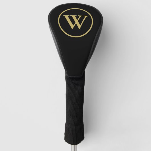Initial Letter Golf Driver Head Cover : Black Gold Headcover (Vorderseite)
