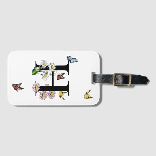 Initial Letter H Floral Butterfly Monogramm Gepäckanhänger (Vorderseite (Horizontal))