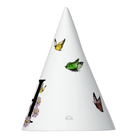 Initial Letter H Floral Butterfly Monogramm Partyhütchen (Rechts)