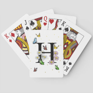 Initial Letter H Floral Butterfly Monogramm Spielkarten