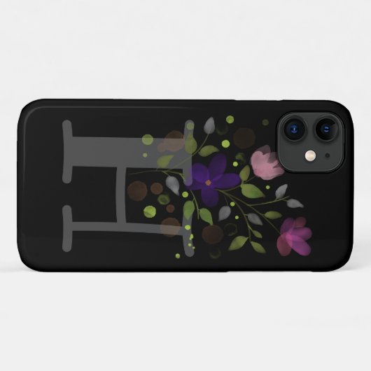 Initial Letter H Plus Blumendesign Case-Mate iPhone Hülle (Rückseite (Horizontal))