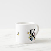 Initial Letter K Floral Butterfly Monogramm Espressotasse (Vorderseite Rechts)