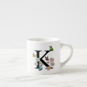 Initial Letter K Floral Butterfly Monogramm Espressotasse (Rechts)