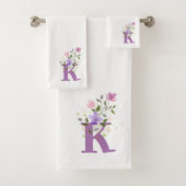 Initial Letter K Plus Blumendesign Badetuch Set (Insitu)