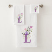 Initial Letter L Plus Blumendesign Badetuch Set (Insitu)