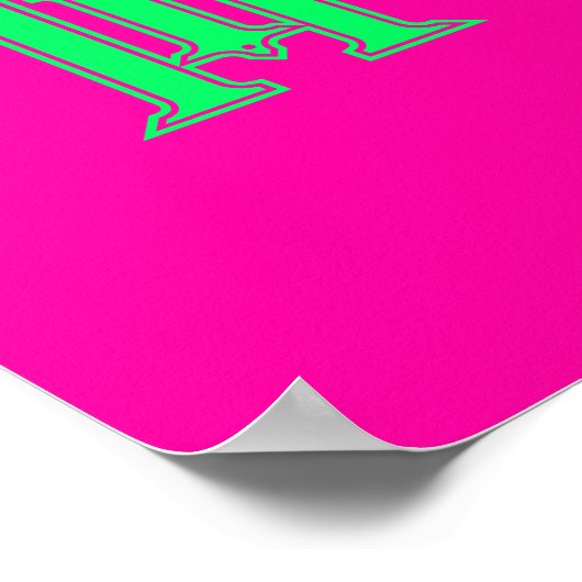 Initial Letter Modern Monogram Stylish Pink Green Poster (Ecke)