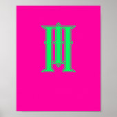 Initial Letter Modern Monogram Stylish Pink Green Poster (Vorne)