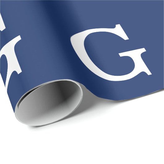 Initial Letter Monogram Blue White Plain Simple Geschenkpapier (Rolleneckpunkt)