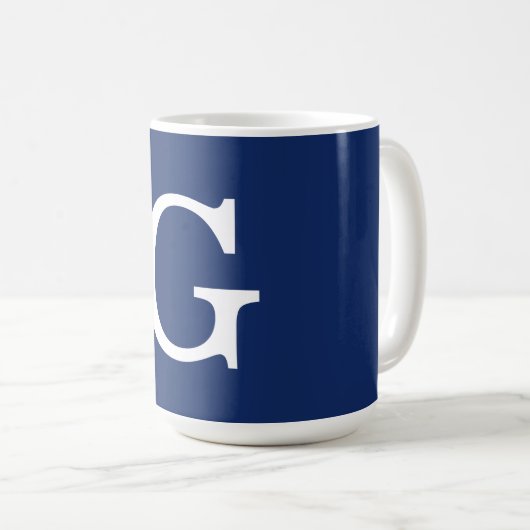 Initial Letter Monogram Blue White Plain Simple Kaffeetasse (VorderseiteRechts)