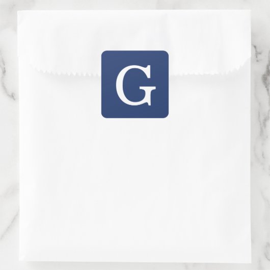 Initial Letter Monogram Blue White Plain Simple Quadratischer Aufkleber (Tasche)