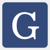 Initial Letter Monogram Blue White Plain Simple Quadratischer Aufkleber (Vorderseite)