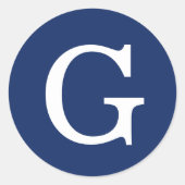 Initial Letter Monogram Blue White Plain Simple Runder Aufkleber (Vorderseite)