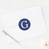 Initial Letter Monogram Blue White Plain Simple Runder Aufkleber (Umschlag)
