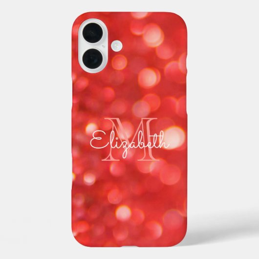 Initial Letter Monogram Coral Glitzer Bokeh Case-Mate iPhone Hülle (Rückseite)