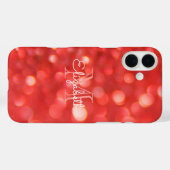 Initial Letter Monogram Coral Glitzer Bokeh Case-Mate iPhone Hülle (Rückseite (Horizontal))
