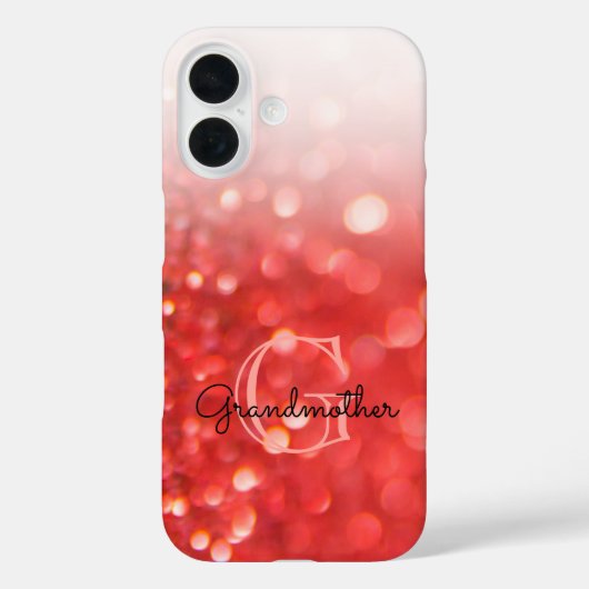 Initial Letter Monogram Coral Glitzer Bokeh Ombre Case-Mate iPhone Hülle (Rückseite)
