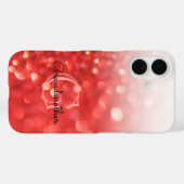 Initial Letter Monogram Coral Glitzer Bokeh Ombre Case-Mate iPhone Hülle (Rückseite (Horizontal))