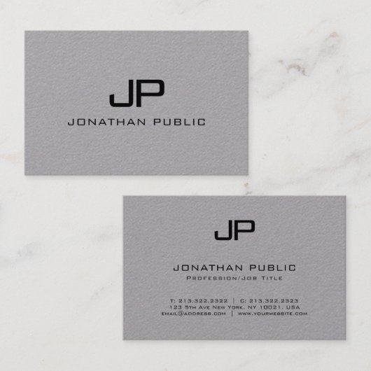 Initial Letter Monogram Elegant Moderne Vorlage Visitenkarte (Vorne/Hinten)