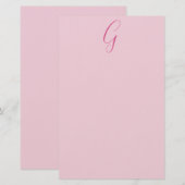 Initial Letter Monogram Light Pink Plain Chic Briefpapier (Vorne/Hinten)