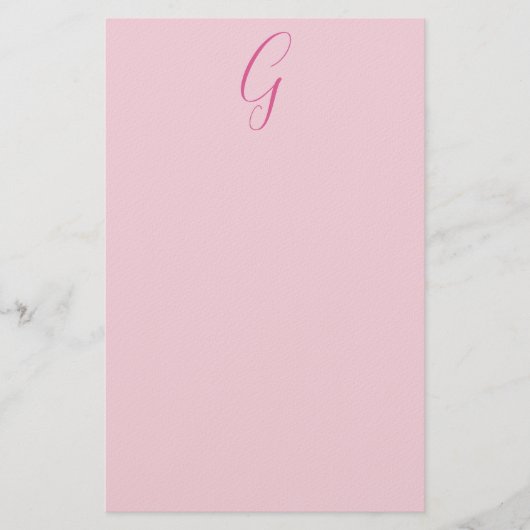 Initial Letter Monogram Light Pink Plain Chic Briefpapier (Vorderseite)