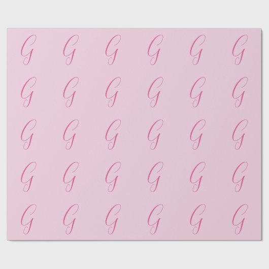 Initial Letter Monogram Light Pink Plain Chic Geschenkpapier (Flach)