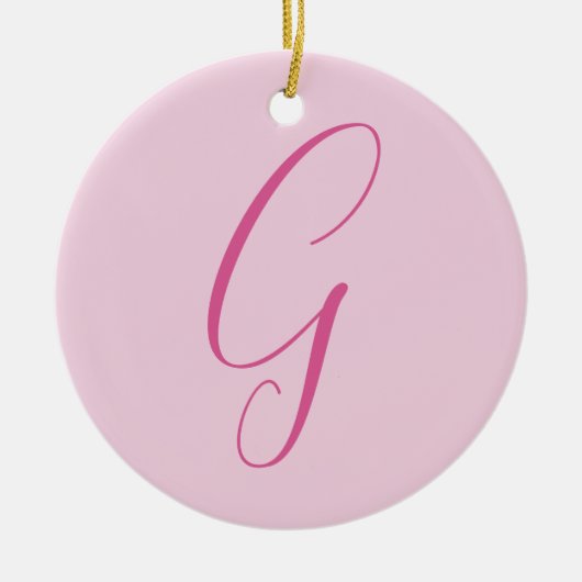 Initial Letter Monogram Light Pink Plain Chic Keramik Ornament (Vorne)