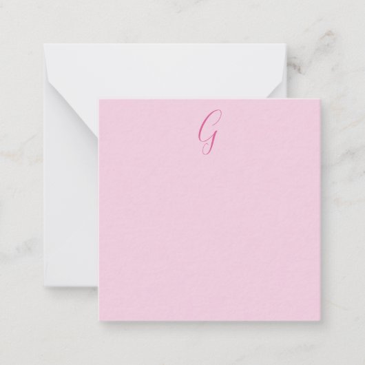Initial Letter Monogram Light Pink Plain Chic Mitteilungskarte (Vorderseite)