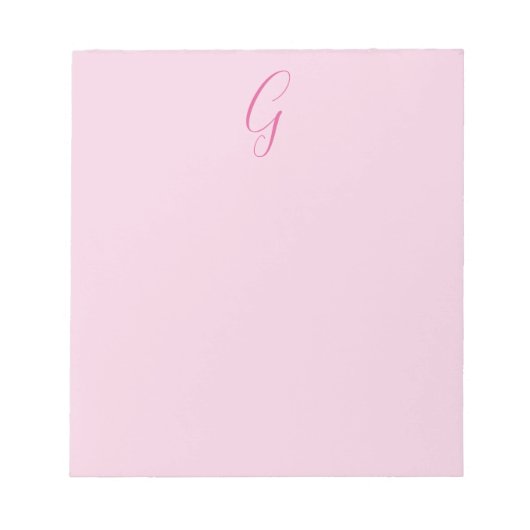 Initial Letter Monogram Light Pink Plain Chic Notizblock (Vorderseite)