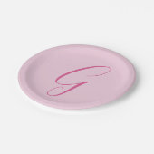 Initial Letter Monogram Light Pink Plain Chic Pappteller (Schrägansicht)